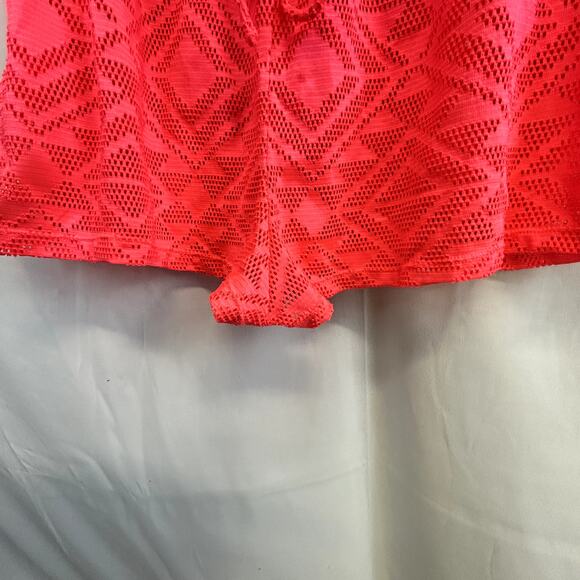 OP Ocean Pacific Swim cover Romper bright orange coral xl Jr 15-17  lace - Picture 3 of 10